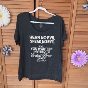 Torrid Vintage 2014 Dark Gray Graphic Tee with Quote - Oscar Wilde Text